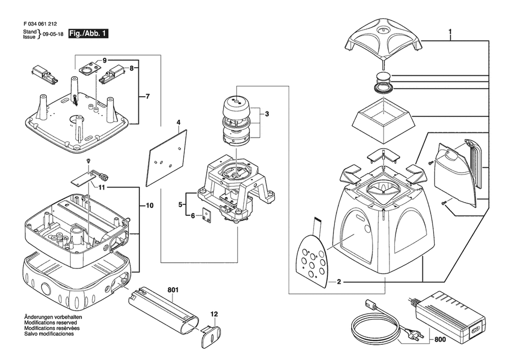 Section 1 Diagram and Parts List for 57-LM1000X F034061212 Bosch Laser Level