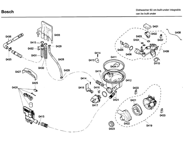 Pump Diagram and Parts List for SHX43C02UC 53 Bosch Dishwasher