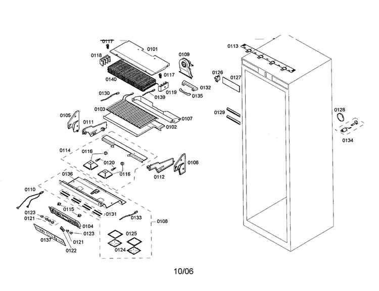 Cabinet Diagram and Parts List for T30IF70PSS-01  Thermador Freezer