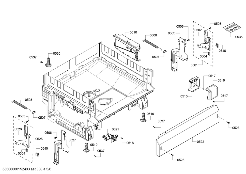 Diagram 5 Diagram and Parts List for SHE6AP02UC-06  Bosch Dishwasher