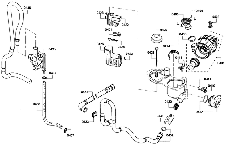 Pump Assy Diagram and Parts List for SHX6AP05UC 01 Bosch Dishwasher