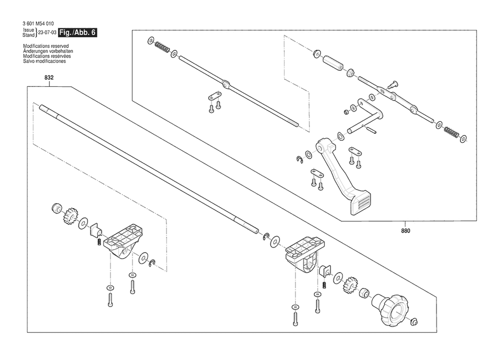 Diagram 6 Diagram and Parts List for GTS15-10 3601M54010 Bosch Table Saw