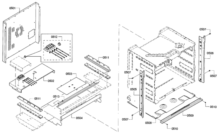 Cabinet Assy Diagram and Parts List for HBL5751UC 01 Bosch Microwave