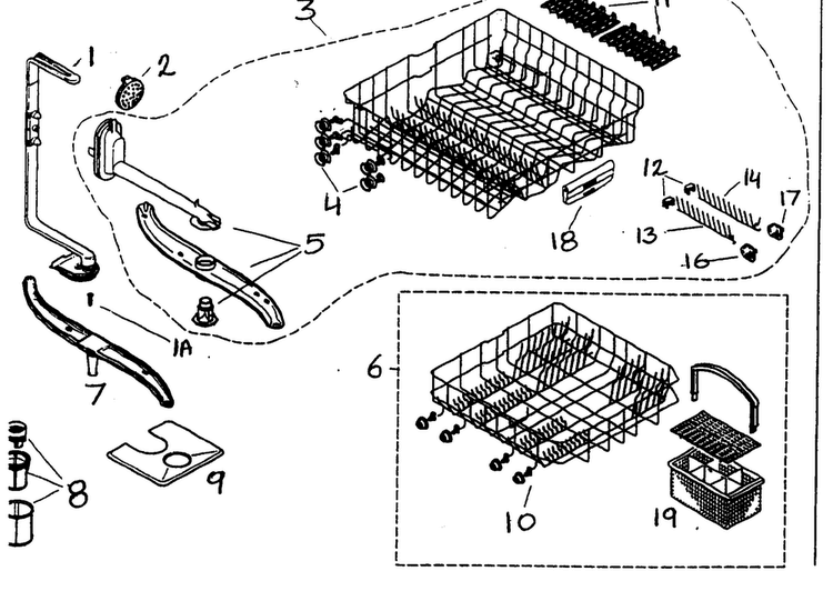 Racks Diagram and Parts List for SHU53E06UC 14 Bosch Dishwasher