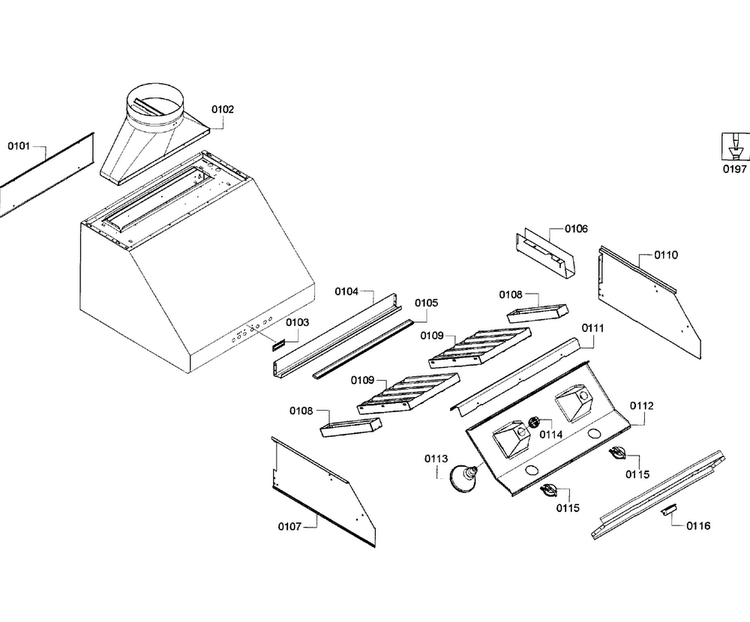 Range Hood Diagram and Parts List for PH30CS 02 Thermador Range Hood