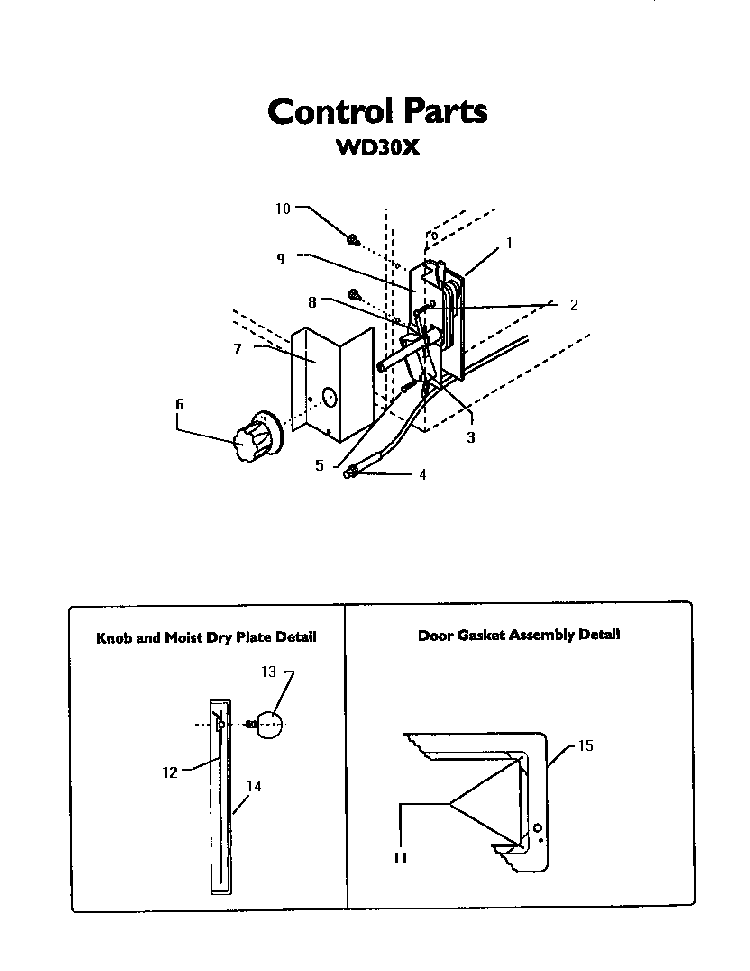 Control Parts Diagram and Parts List for WD30XP  Thermador Warming Drawer