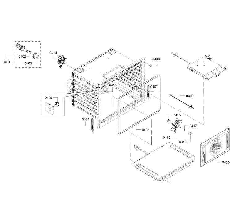 Oven Section Diagram and Parts List for HGI8054UC 02 Bosch Range