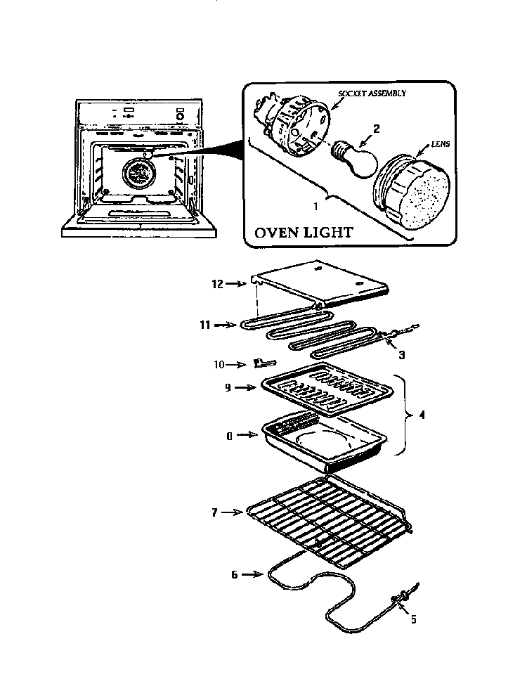 Removable Oven Parts Diagram and Parts List for CT130-03  Thermador Wall Oven