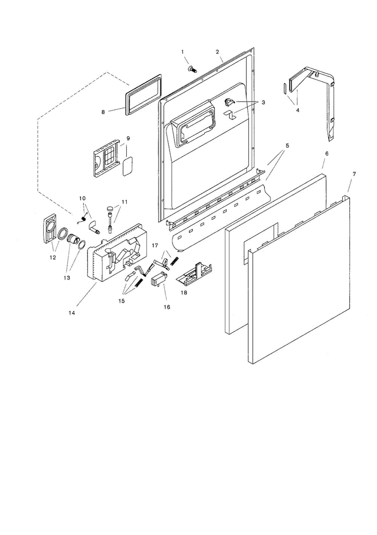 Door Assembly Diagram and Parts List for SHU4036UC 06 Bosch Dishwasher