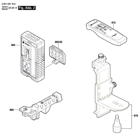 Bosch 3601k61s10 2 Diagram and Parts List for 3601K61S10  Bosch Laser Level
