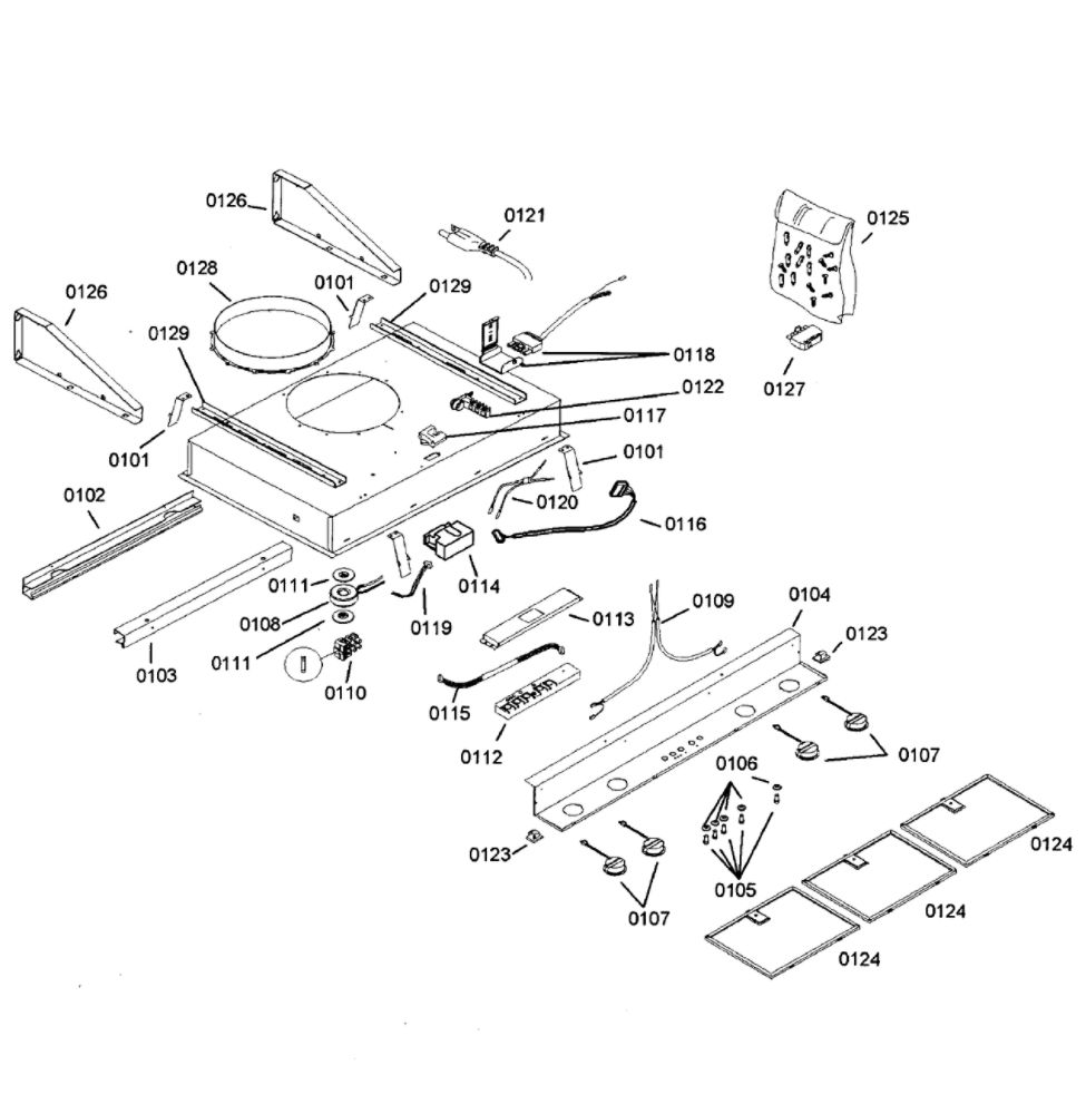 Range Hood Diagram and Parts List for VCI248DS 01 Thermador Bath & Ventilation Fan