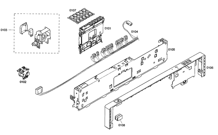 Control Parts Diagram and Parts List for SHX33M06UC 46 Bosch Dishwasher
