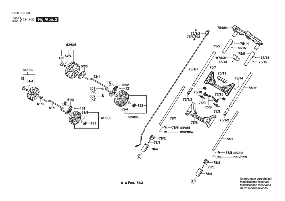 Section 2 Diagram and Parts List for 3600HB9G00  Bosch Lawn Mower