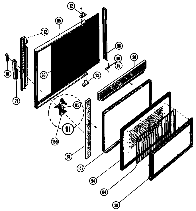 Food Cavity Door Diagram and Parts List for MTR37  Thermador Microwave