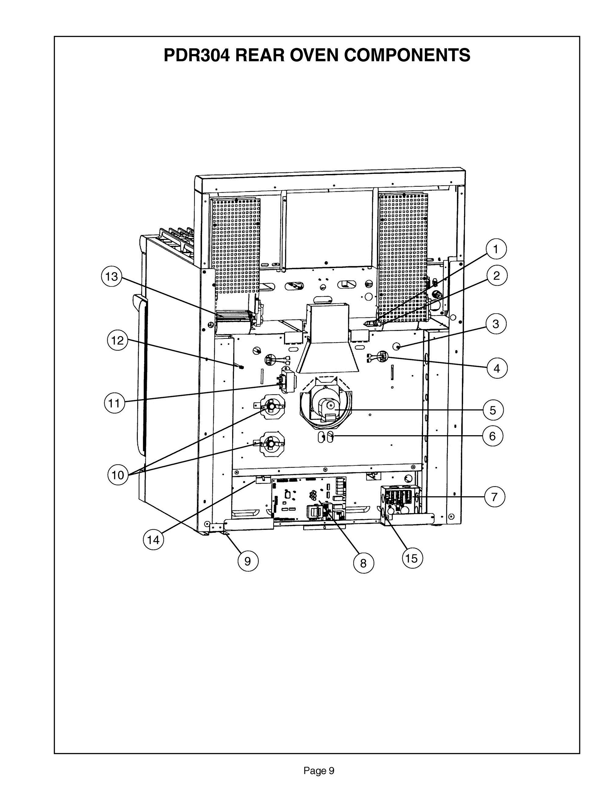 08 - REAR OVEN Diagram and Parts List for PDR304ZS  Bosch Range
