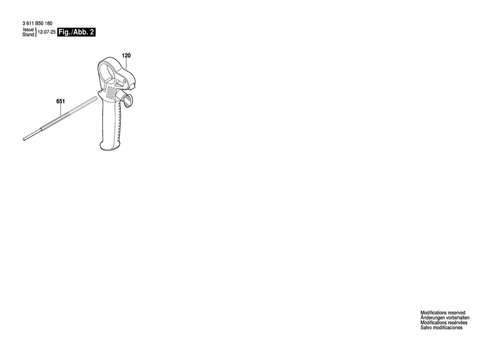 Diagram 2 Diagram and Parts List for GBH2-22 3 611 B50 180 Bosch Hammer Drill
