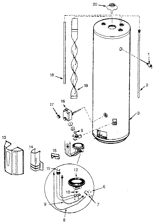 Replacement Parts Diagram and Parts List for 153334321  Kenmore Water Heater