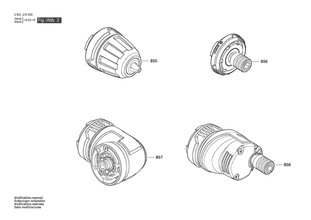 Section 2 Diagram and Parts List for GSR12V-300FCN 3601JH3010 Bosch Cordless Drill