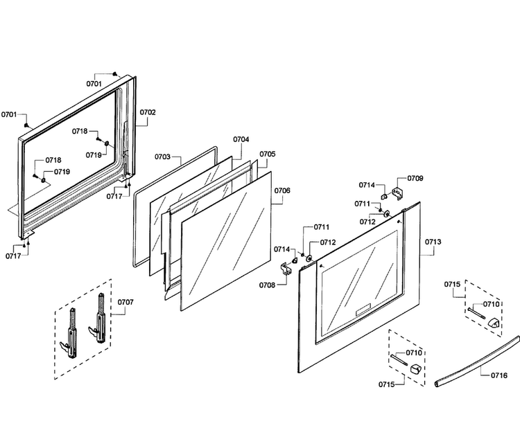 Door Lower Diagram and Parts List for HBL5660UC 08 Bosch Wall Oven