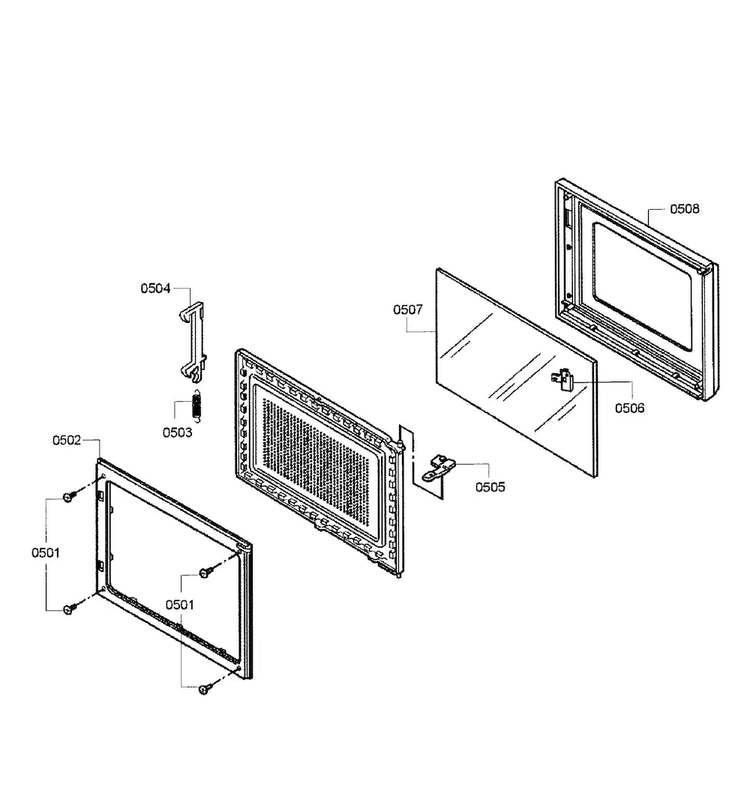 Door Assy Diagram and Parts List for HBL8750UC 11 Bosch Microwave Oven Combo