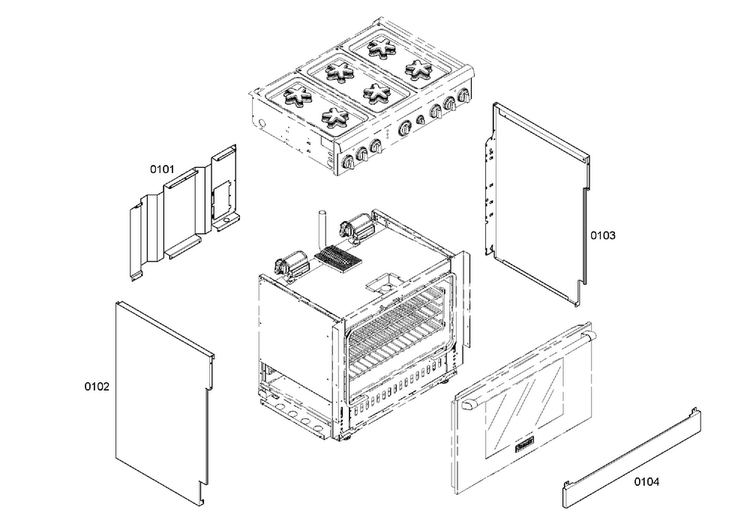 Main Assy Diagram and Parts List for PRD366EHC 03 Thermador Range