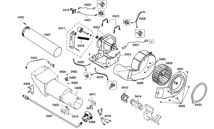 Motor/heater Diagram and Parts List for WTMC352RUC 05 Bosch Dryer