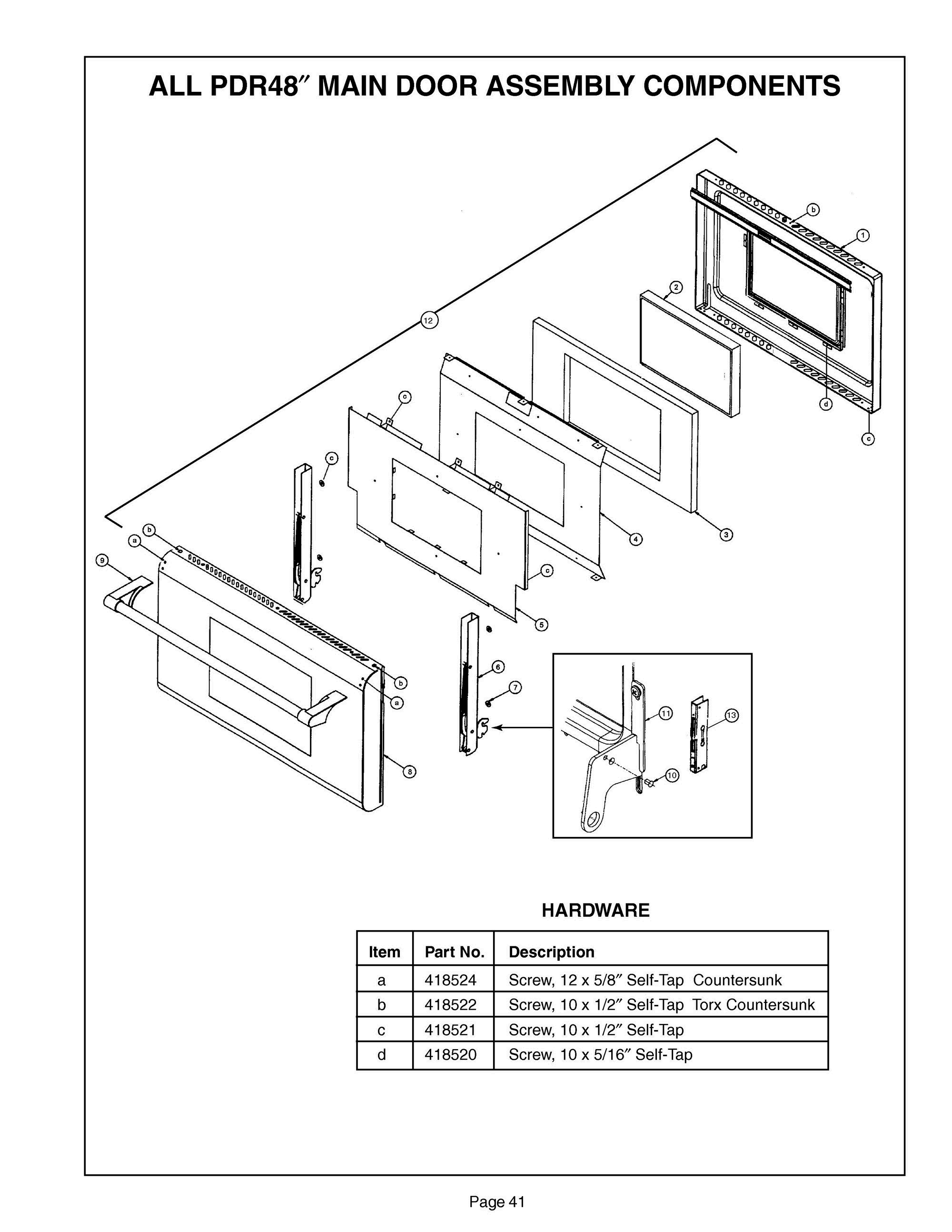 40 - MAIN DOOR ASSEMBLY Diagram and Parts List for PDR484GGZS  Bosch Range