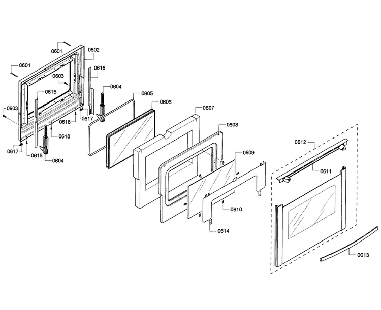 Door Assy Diagram and Parts List for HGS7282UC 07 Bosch Range