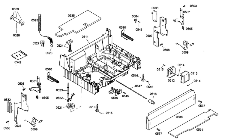 Base Assy Diagram and Parts List for SHX45M01UC 48 Bosch Dishwasher