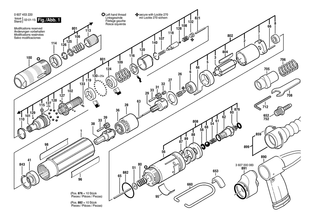 Section 1 Diagram and Parts List for 0607453220  Bosch Screwdriver