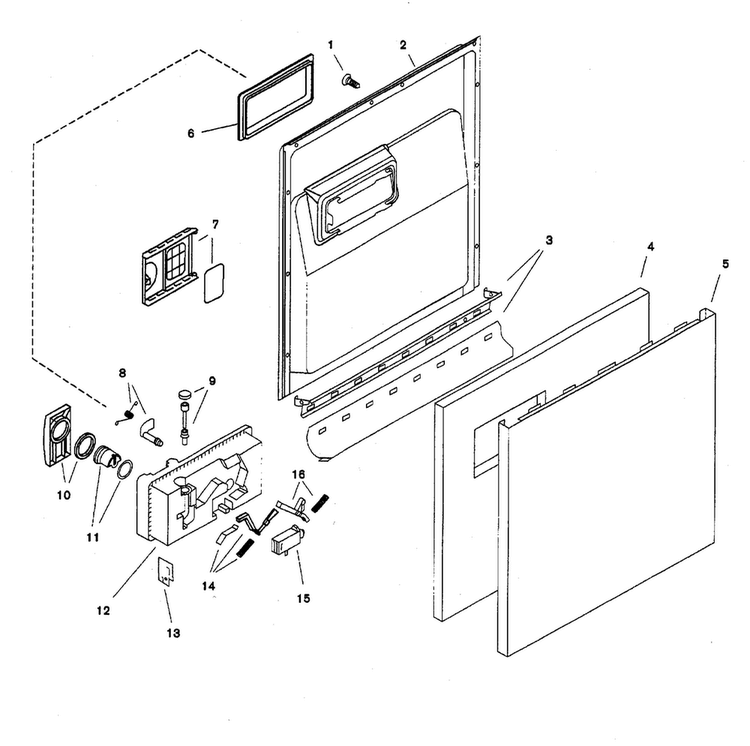 Door Assy Diagram and Parts List for SHU6806UC 12 Bosch Dishwasher