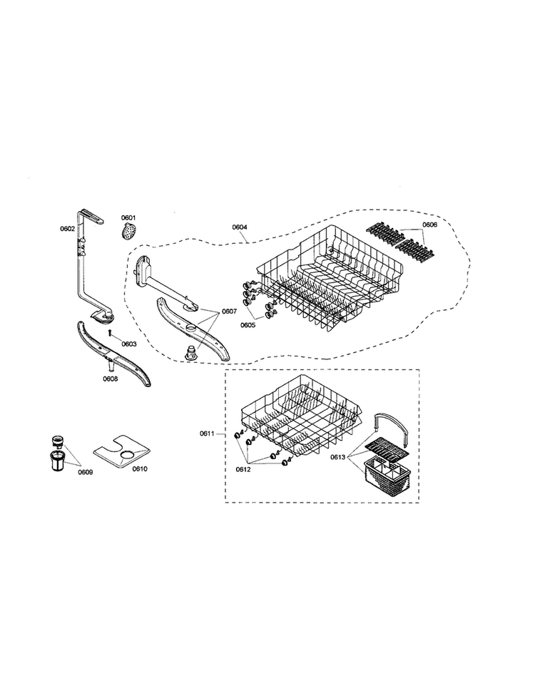 Racks Diagram and Parts List for SHX36L05UC 21 Bosch Dishwasher