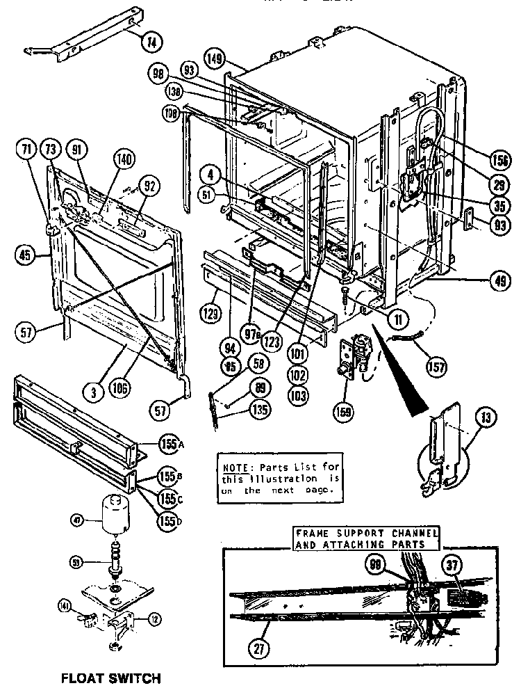 Door/tub Diagram and Parts List for WSK2300  Thermador Dishwasher