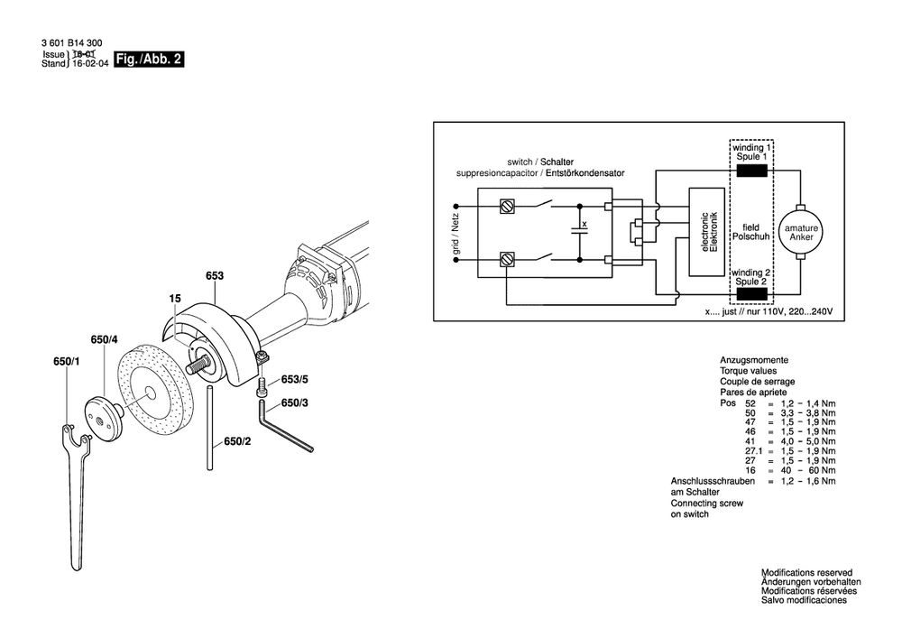 Diagram 2 Diagram and Parts List for GGS8SH 3 601 B14 300 Bosch Sander Grinder