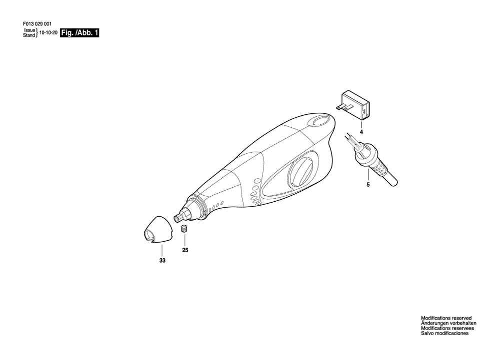 Diagram Diagram and Parts List for 290-01 F 013 029 001 Bosch Miscellaneous