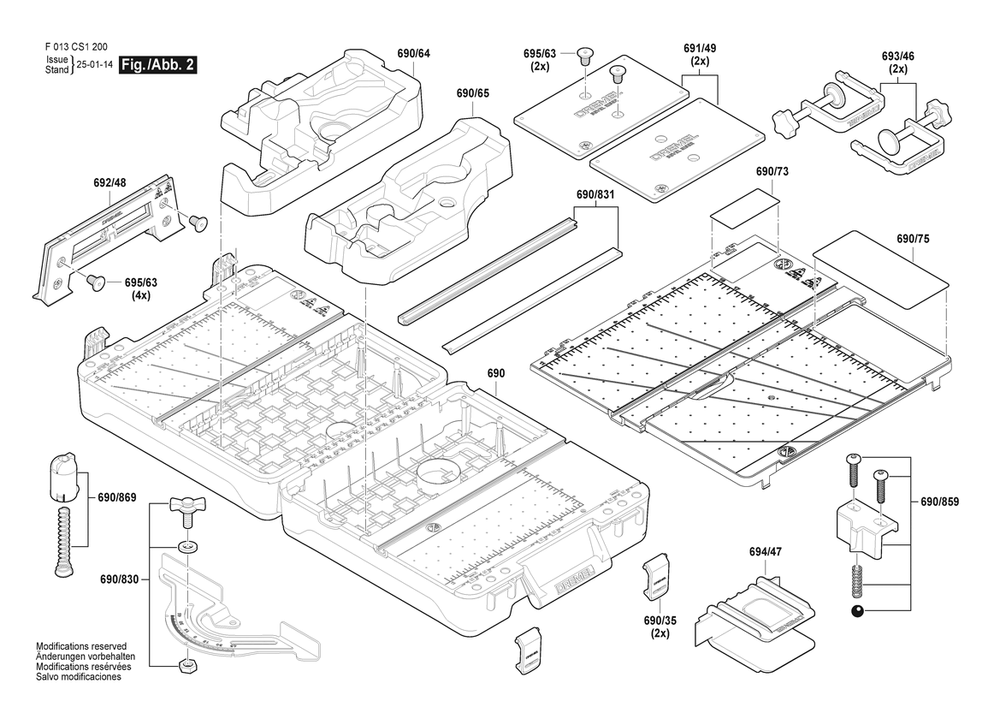 Section 2 Diagram and Parts List for F013CS1200  Bosch Circular Saw