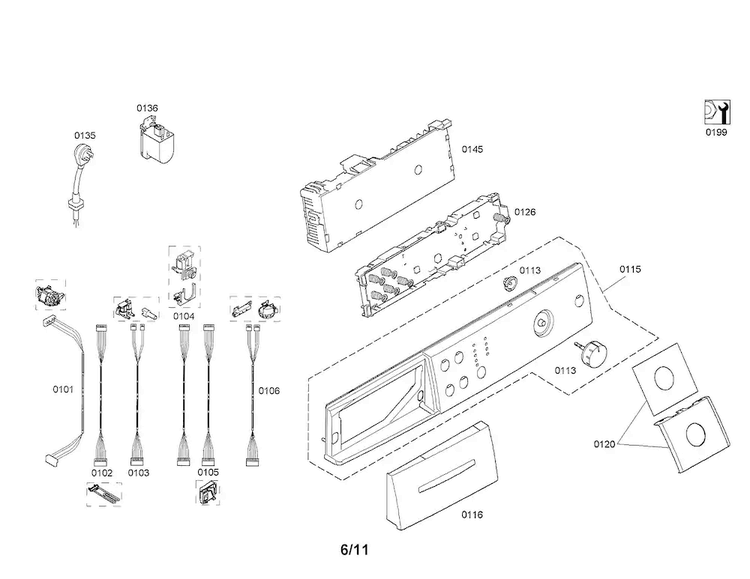 Fascia Panel/power Module Diagram and Parts List for WAS20160UC 23 Bosch Washer