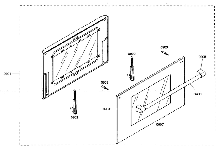 Door Assy Diagram and Parts List for PRD364EDHU03  Thermador Range