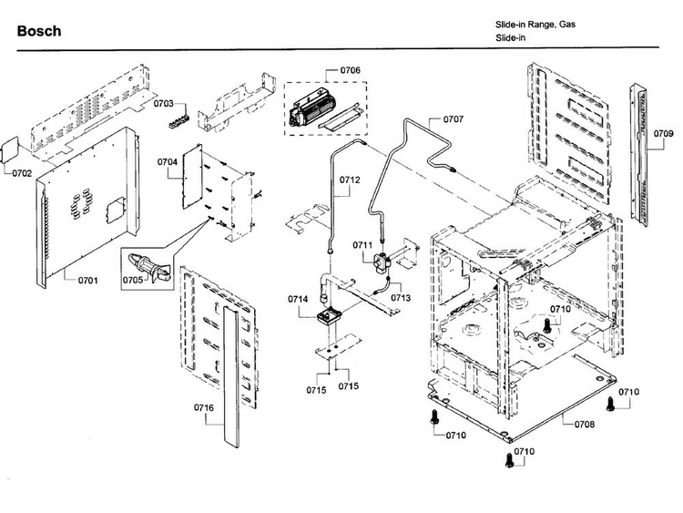 Frame Diagram and Parts List for HGI8054UC 06 Bosch Range