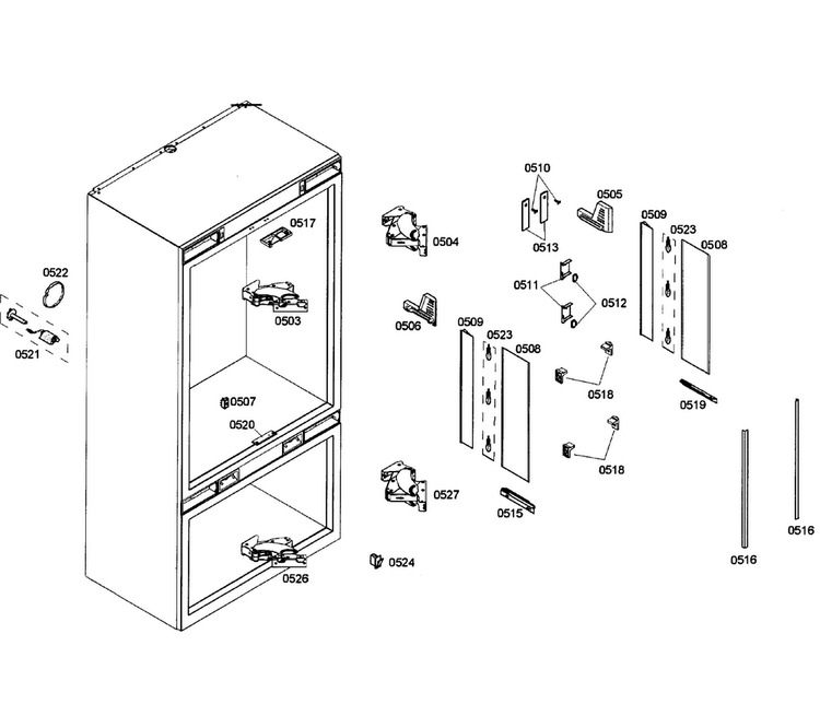 Cabinet Diagram and Parts List for T36IT71NNP 11 Thermador Refrigerator
