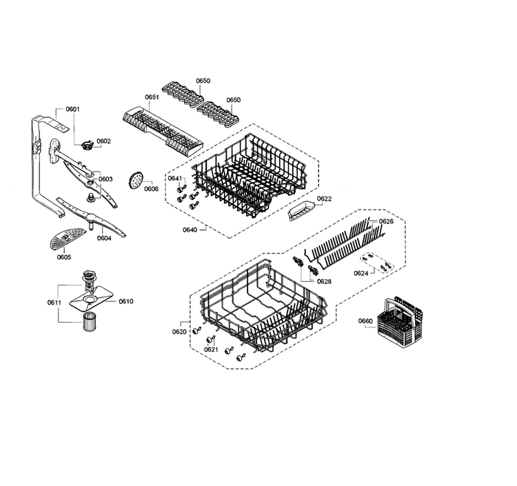 Rack Assy Diagram and Parts List for SGE63E15UC 86 Bosch Dishwasher