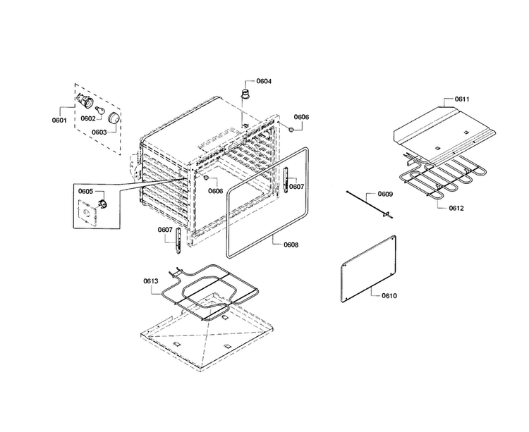 Cavity-lower Diagram and Parts List for HBL8661UC 01 Bosch Wall Oven