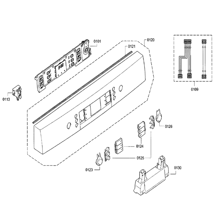 Control Panel Diagram and Parts List for SGE68U55UC B3 Bosch Dishwasher