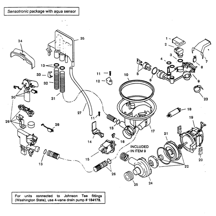 Component Assy Diagram and Parts List for SHX46A05UC 14 Bosch Dishwasher