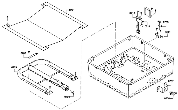 Oven Burner Diagram and Parts List for PRG366EPG 01 Thermador Range