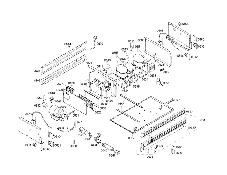 Compressor/condenser Diagram and Parts List for T36IB70NSP 04 Thermador Refrigerator