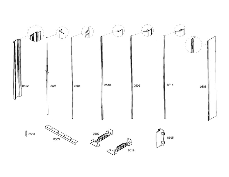 Profile Stripe Diagram and Parts List for T30IF70NSP-03  Thermador Freezer