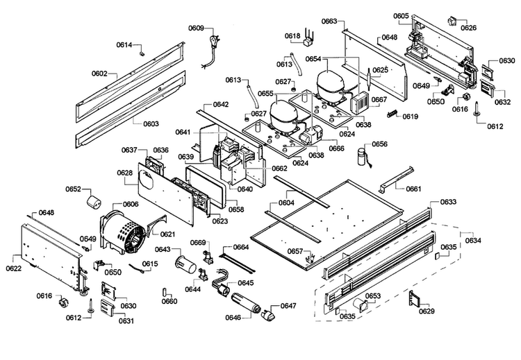 Compressor Diagram and Parts List for T36IT71NNP 35 Thermador Refrigerator