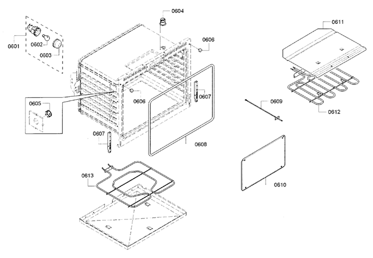 Cavity-lower Diagram and Parts List for HBL5651UC 01 Bosch Wall Oven