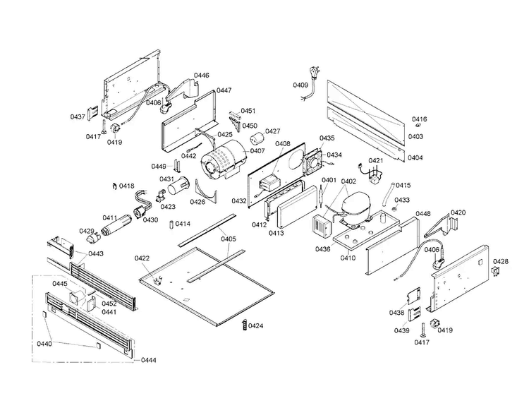 Compressor/condenser Diagram and Parts List for T30IF70CSS-01  Thermador Freezer